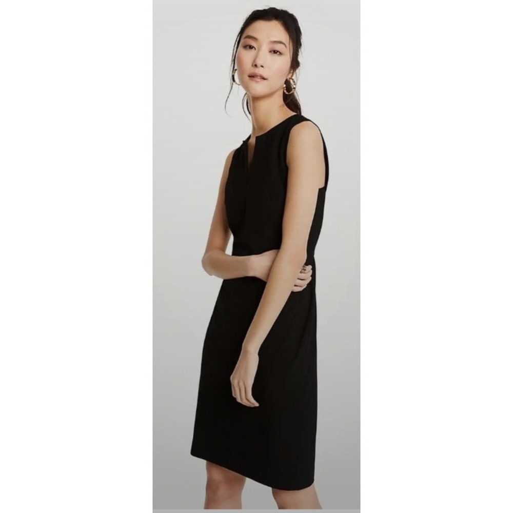 Ann Taylor Black Sleeveless Sheath Dress 2P Basic Classic LBD Career Capsule